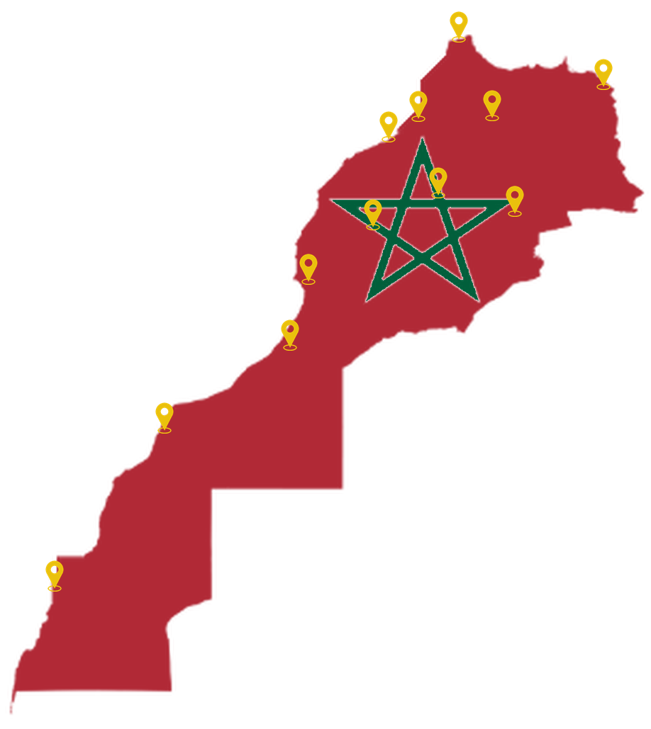 Carte du Maroc montrant nos zones d'intervention